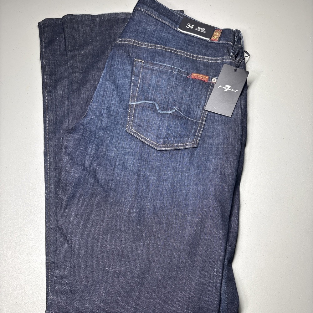 7 For All Mankind Men's 34X34 brett Modern Bootcut Blue Jeans NWT